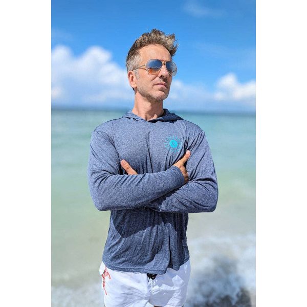 UPF 50+ Sun Shirt – Heather Navy with Hood