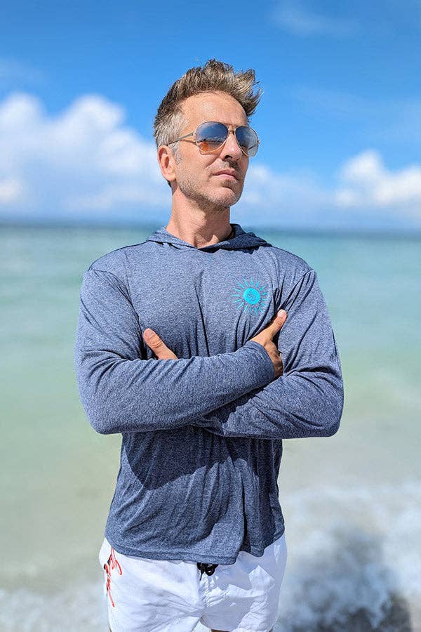 UPF 50+ Sun Shirt – Heather Navy with Hood UPF 50+ Sun Shirt – Heather Navy with Hood