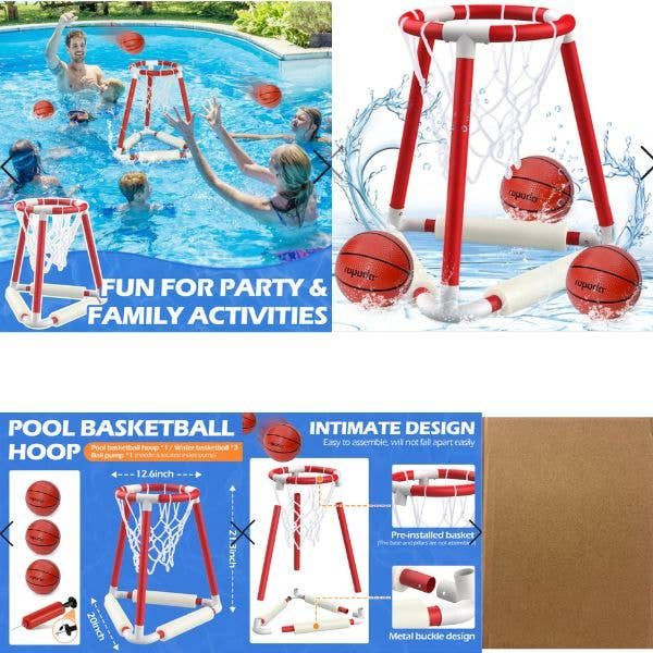 Ropoda Pool Basketball Hoop – 3Balls And Pump – Heavy Gauge