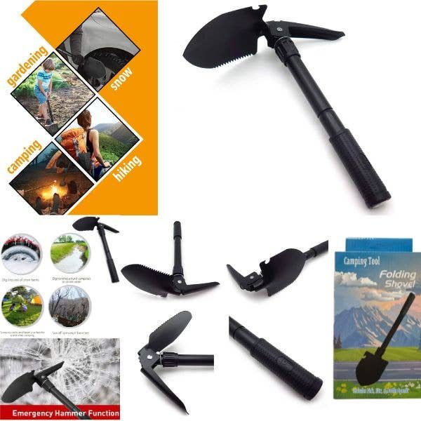 Camping Tools – The 3n1 Folding Shovel – Pick, Saw & Bottle